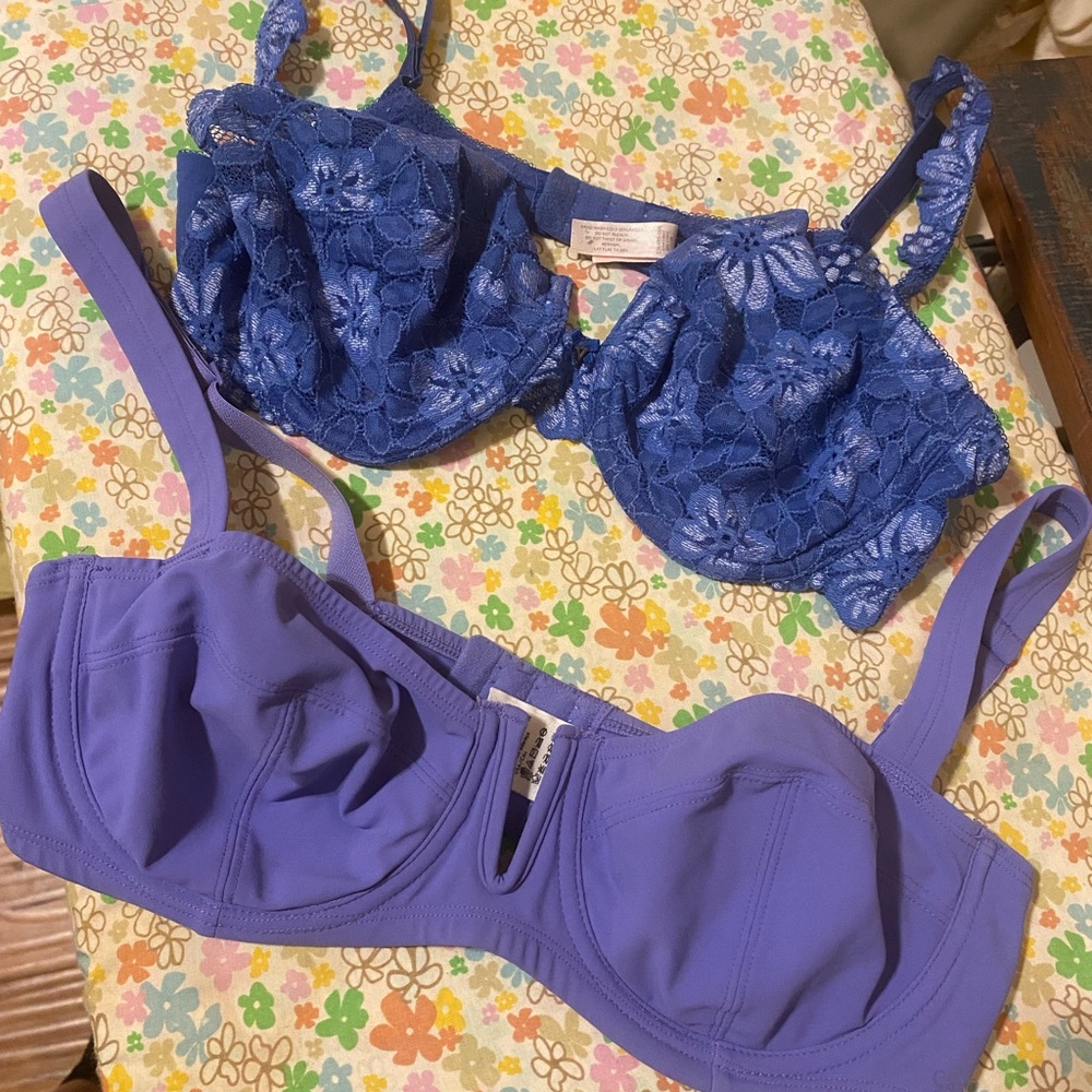 Victoria Secret - Calvin Klein Elegant Blue and Purple Lace Bras (Two)